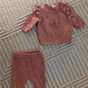 NWOT Carter's Pink Knit Bunny Matching Set 0-3 Months